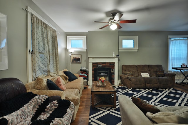 368 Alden Ave Unit 368, Columbus, OH 43201 - living area featuring hardwood / wood-style flooring, ceiling fan, and plenty of natural light