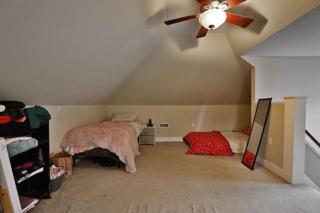368 Alden Ave Unit 368, Columbus, OH 43201 - carpeted bedroom featuring vaulted ceiling, baseboards, and a ceiling fan