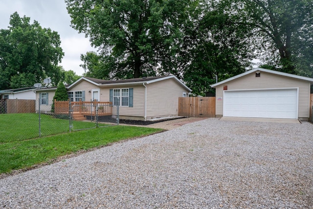 160 Cliff St, Buckeye Lake, OH 43008 - view of front of property featuring a garage, a wooden deck, and a gate