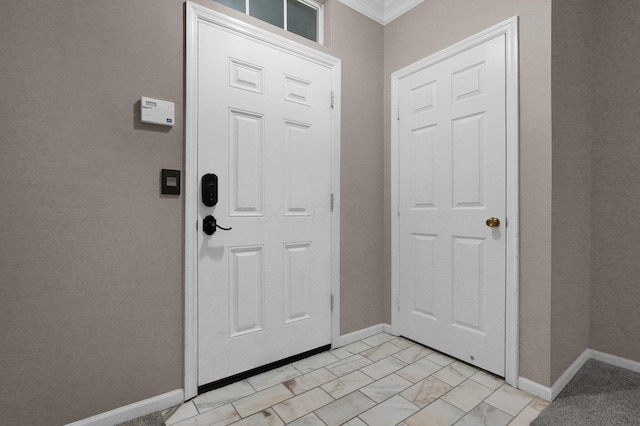 6221 Craughwell Ln, Dublin, OH 43017 - foyer entrance featuring baseboards and ornamental molding