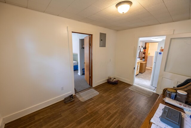 408 Olive St, Greenfield, OH 45123 - spare room with electric panel, dark wood-style floors, and baseboards