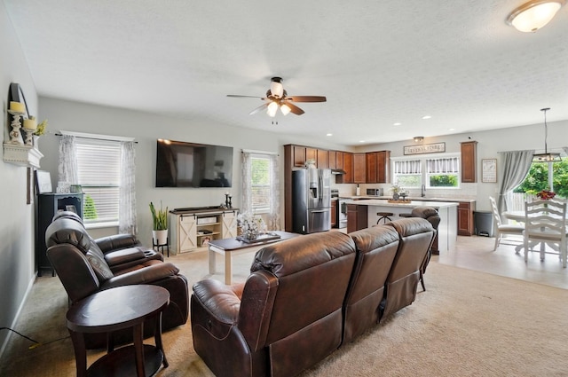 459 Wingate Pl, Mount Sterling, OH 43143 - living room featuring a ceiling fan and recessed lighting