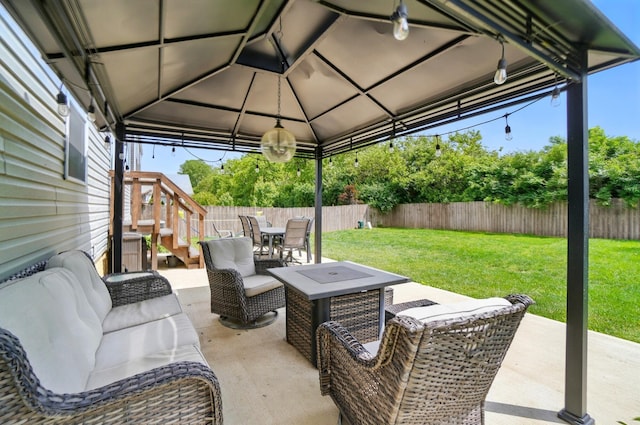 459 Wingate Pl, Mount Sterling, OH 43143 - view of patio / terrace with outdoor dining area, a gazebo, and outdoor lounge area