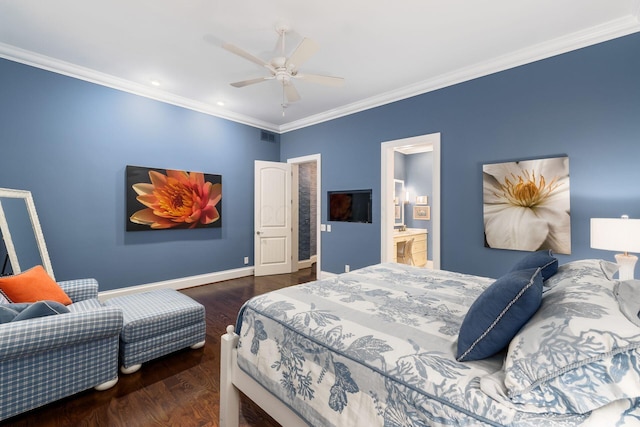 14 Lyonsgate Rd, Bexley, OH 43209 - bedroom featuring ornamental molding, baseboards, wood finished floors, ceiling fan, and recessed lighting