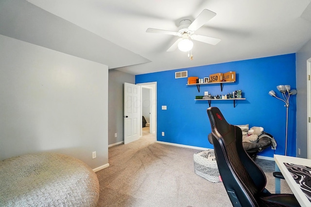 9146 Shawnee Trl, Powell, OH 43065 - carpeted office featuring a ceiling fan and baseboards