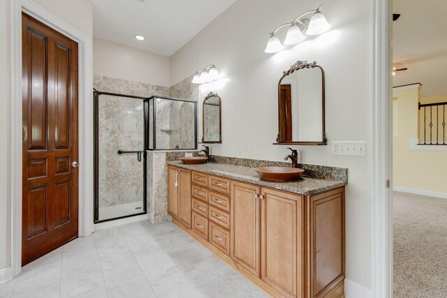 2898 Braden Way, Blacklick, OH 43004 - bathroom featuring double vanity and a stall shower