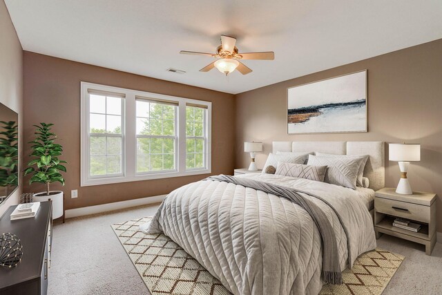 2898 Braden Way, Blacklick, OH 43004 - bedroom with light colored carpet, baseboards, and a ceiling fan