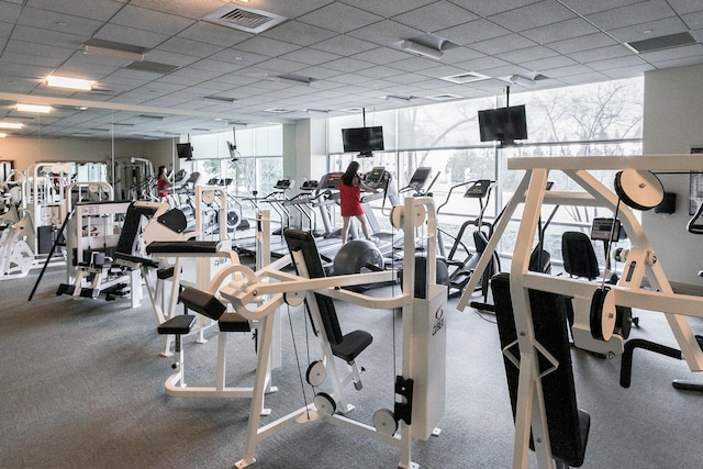 1 Miranova Pl Unit 1225, Columbus, OH 43215 - workout area featuring a paneled ceiling