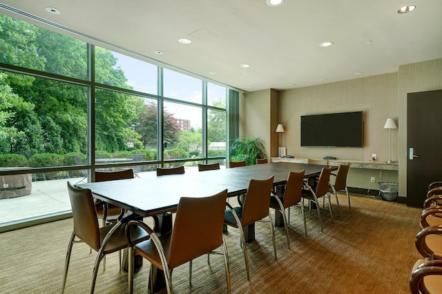 1 Miranova Pl Unit 1225, Columbus, OH 43215 - dining space with a wall of windows and recessed lighting
