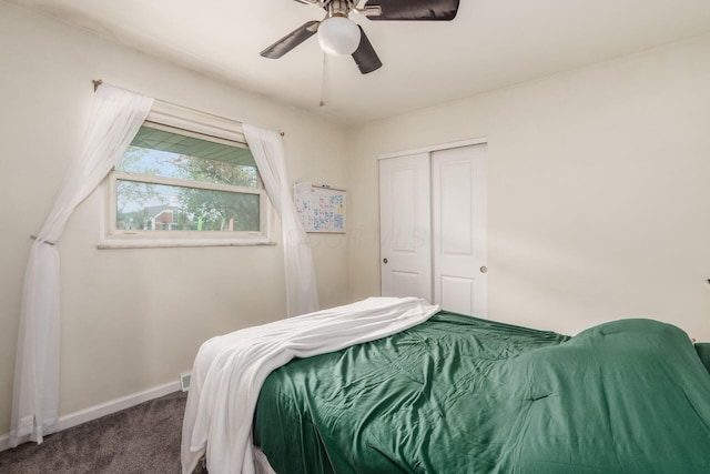776 Galloway Rd, Galloway, OH 43119 - carpeted bedroom featuring baseboards, a closet, and ceiling fan