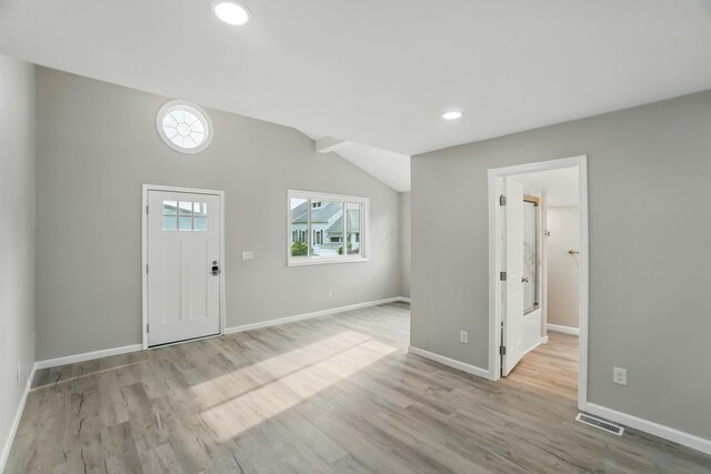 4881 Decker Ave NE, Thornville, OH 43076 - entryway with wood finished floors, baseboards, recessed lighting, and vaulted ceiling