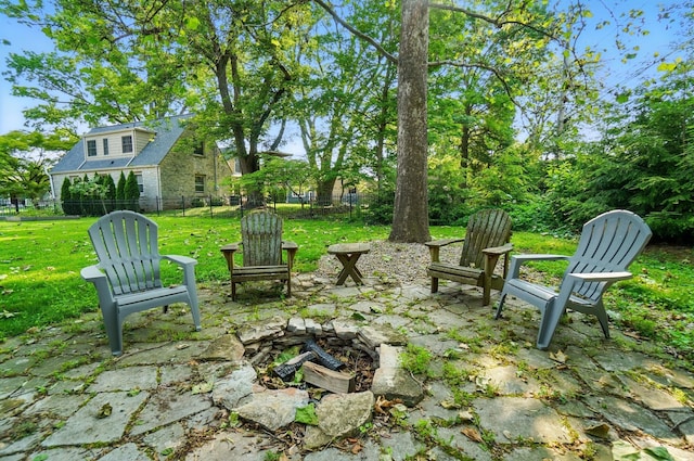 91 Nottingham Rd, Columbus, OH 43214 - view of patio / terrace featuring a fire pit