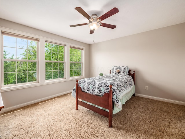 6810 Bearclover Dr, Dublin, OH 43016 - carpeted bedroom with baseboards, multiple windows, and ceiling fan