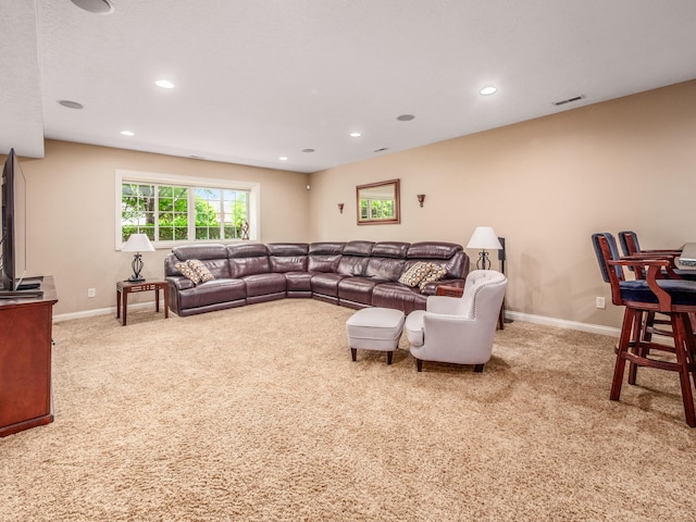 6810 Bearclover Dr, Dublin, OH 43016 - carpeted living room featuring recessed lighting and baseboards