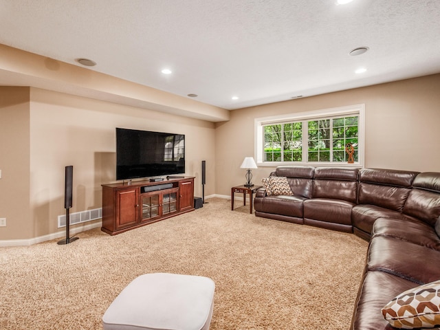 6810 Bearclover Dr, Dublin, OH 43016 - living room with light carpet, baseboards, and recessed lighting