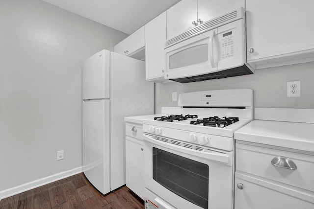 2523 Dahlia Way Unit 63B, Columbus, OH 43235 - kitchen with white appliances, dark wood-style floors, light countertops, and white cabinets