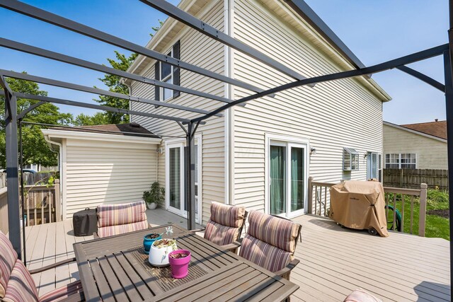 5999 Waterview Dr, Hilliard, OH 43026 - deck with outdoor dining area and a pergola