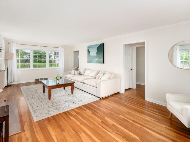 2805 Brandon Rd, Upper Arlington, OH 43221 - living area featuring light wood-style flooring, crown molding, and baseboards