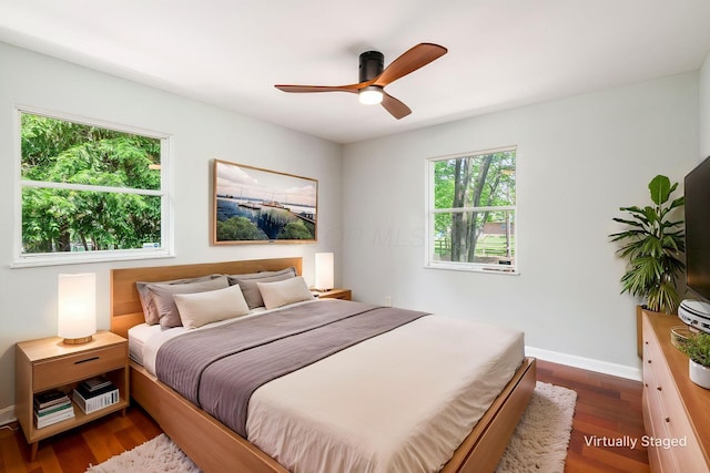 337 Naiche Ct, Columbus, OH 43213 - bedroom with dark wood-style flooring and a ceiling fan