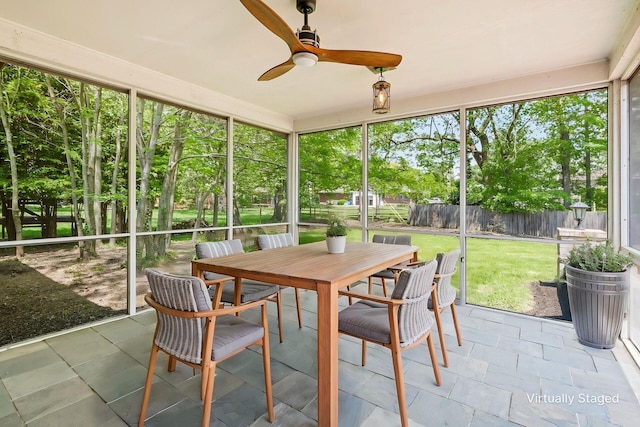 337 Naiche Ct, Columbus, OH 43213 - sunroom with a ceiling fan and outdoor dining area