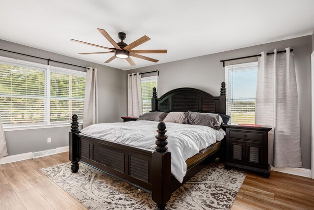 2174 Peachblow Rd, Lewis Center, OH 43035 - bedroom featuring light wood-style floors, baseboards, and ceiling fan