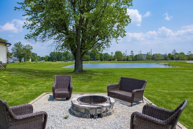 2174 Peachblow Rd, Lewis Center, OH 43035 - view of patio with a fire pit and a water view