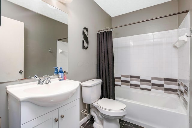 5191 Upland Meadow Dr, Canal Winchester, OH 43110 - bathroom featuring toilet, shower / tub combo, vanity, and tile patterned floors