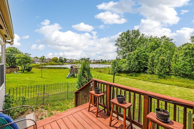 5191 Upland Meadow Dr, Canal Winchester, OH 43110 - deck with a water view and a playground