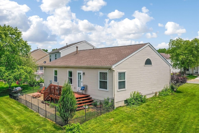 5191 Upland Meadow Dr, Canal Winchester, OH 43110 - rear view of property featuring a wooden deck and a shingled roof