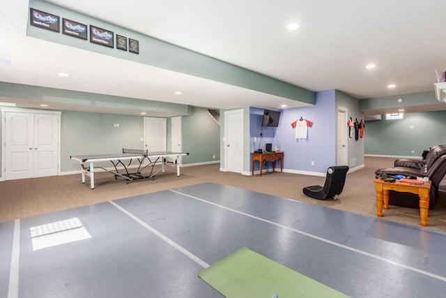 340 Olentangy W, Delaware, OH 43015 - game room featuring recessed lighting, carpet, and baseboards
