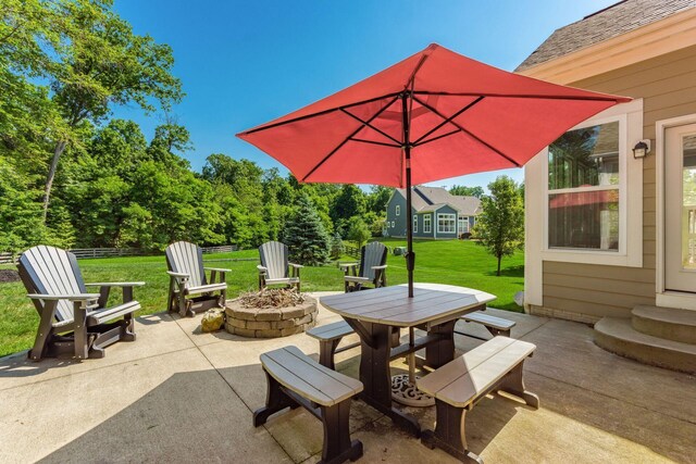 340 Olentangy W, Delaware, OH 43015 - view of patio with a fire pit and outdoor dining space