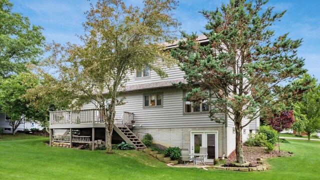 102 Sequoia Dr, Byesville, OH 43723 - rear view of house with a wooden deck, a yard, and stairs