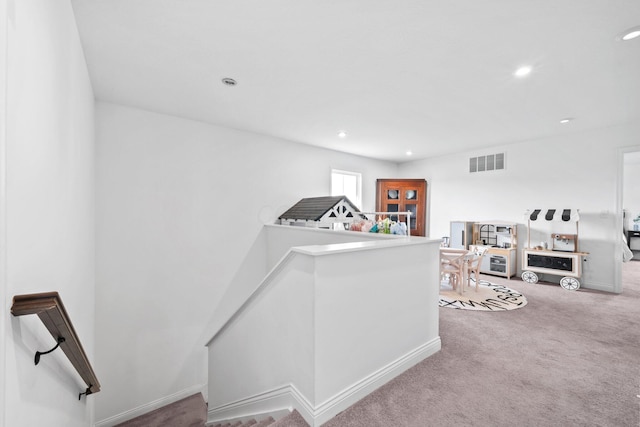 8318 Fig Grove Way, Plain City, OH 43064 - interior space with an upstairs landing, carpet floors, and recessed lighting
