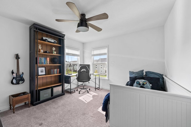 8318 Fig Grove Way, Plain City, OH 43064 - office area featuring carpet floors, ceiling fan, and baseboards