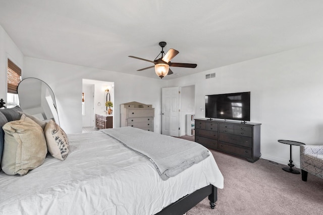 8318 Fig Grove Way, Plain City, OH 43064 - bedroom with carpet floors, ceiling fan, baseboards, and ensuite bath
