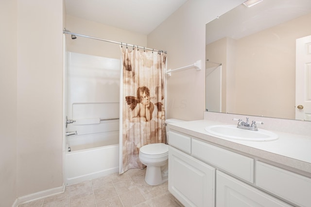 5145 Vinings Blvd Unit B, Dublin, OH 43016 - full bath with shower / tub combo, vanity, toilet, tile patterned floors, and baseboards