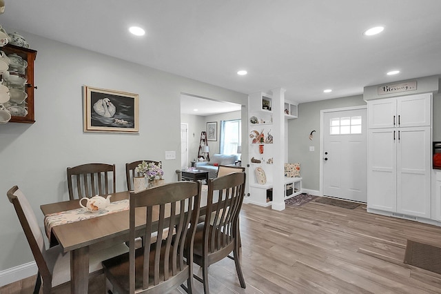 244 Shepper Ave, Plain City, OH 43064 - dining room featuring recessed lighting, light wood-style floors, and baseboards