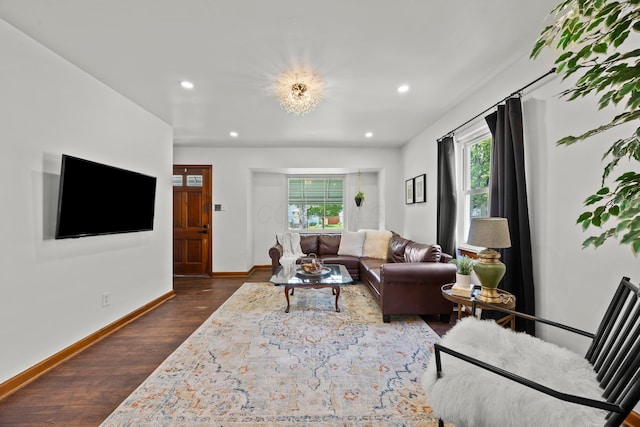 2770 Columbus Ave, Bexley, OH 43209 - living area with dark wood-style floors, recessed lighting, and baseboards