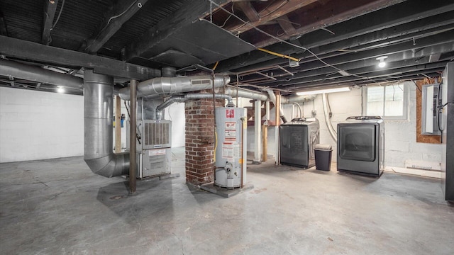 422 N Cedar St, Newark, OH 43055 - basement featuring washer / clothes dryer, water heater, and heating unit