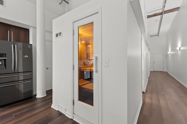 78 E Chestnut St Unit 107, Columbus, OH 43215 - hall with dark wood-type flooring and baseboards