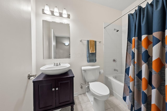78 E Chestnut St Unit 107, Columbus, OH 43215 - full bath with tile patterned flooring, toilet, vanity, and shower / tub combo with curtain