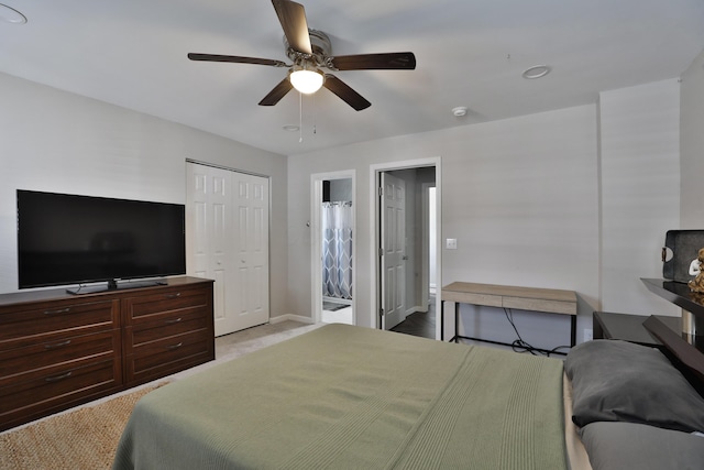 1208 Seymour Ave, Columbus, OH 43206 - bedroom featuring carpet, ceiling fan, baseboards, and a closet