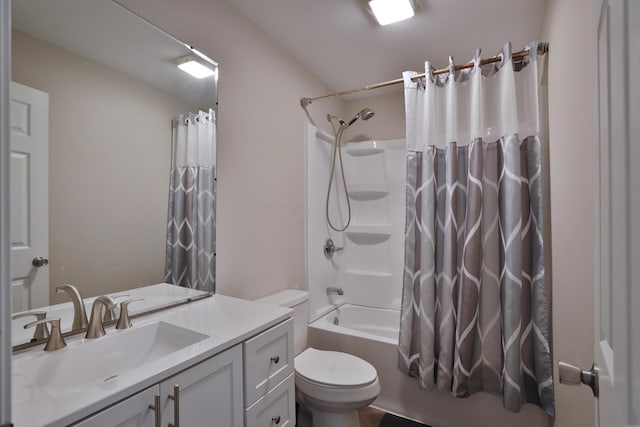 1208 Seymour Ave, Columbus, OH 43206 - full bathroom featuring toilet, vanity, and shower / bath combo with shower curtain