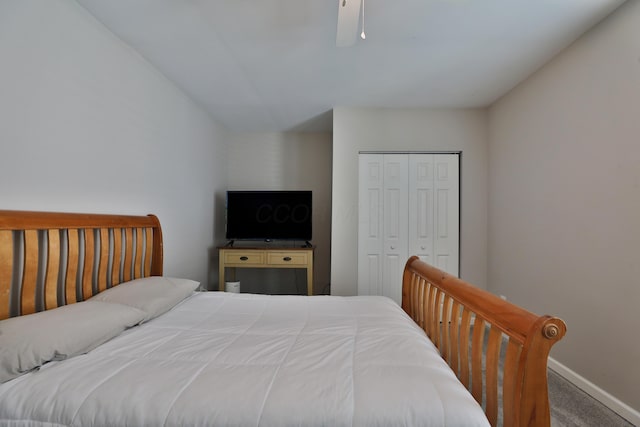1208 Seymour Ave, Columbus, OH 43206 - carpeted bedroom featuring a closet, ceiling fan, and baseboards