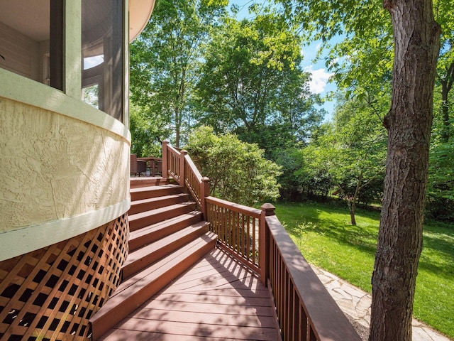 1488 Brittingham Ln, Powell, OH 43065 - deck with a yard and view of wooded area