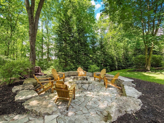 1488 Brittingham Ln, Powell, OH 43065 - view of patio / terrace featuring an outdoor fire pit