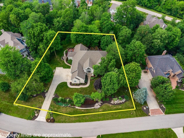 1488 Brittingham Ln, Powell, OH 43065 - aerial perspective of suburban area with property boundaries highlighted