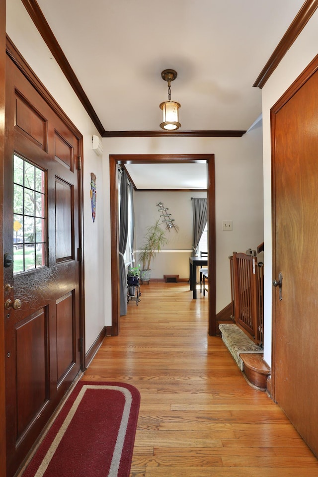 155 Aldrich Rd, Columbus, OH 43214 - entrance foyer featuring light wood-style floors and ornamental molding
