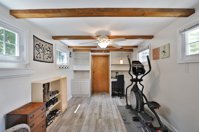 155 Aldrich Rd, Columbus, OH 43214 - workout area featuring light wood-style flooring, healthy amount of natural light, and ceiling fan