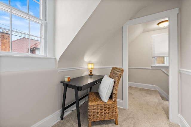 145 E Sycamore St, Columbus, OH 43206 - carpeted home office with lofted ceiling and baseboards